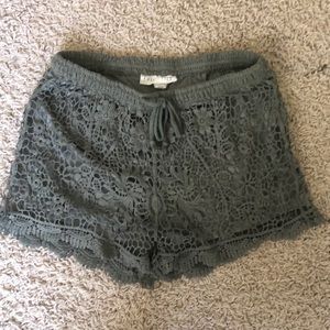 Green lace shorts